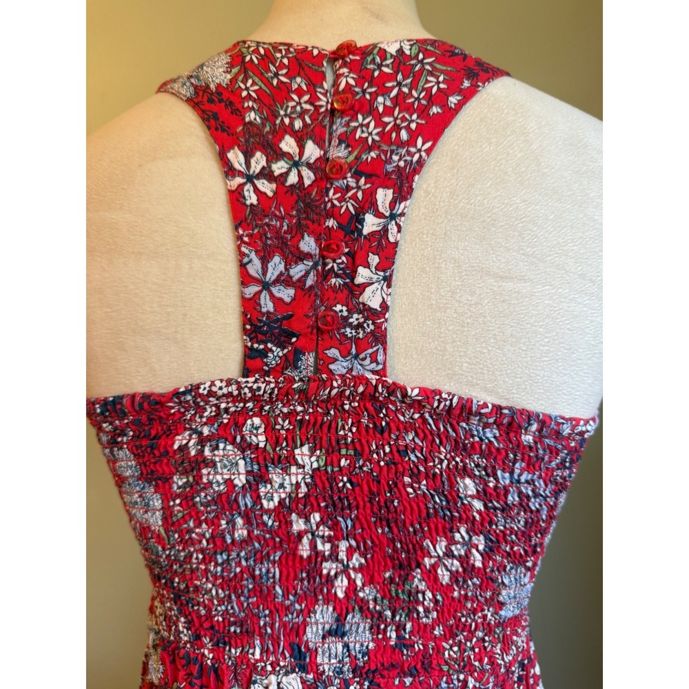 Japna Red Floral Maxi Dress Sleeveless Racerback Empire Waist boho cottage xs da - Picture 6 of 6